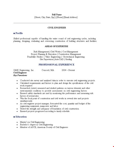 Professional Civil Engineering Resume