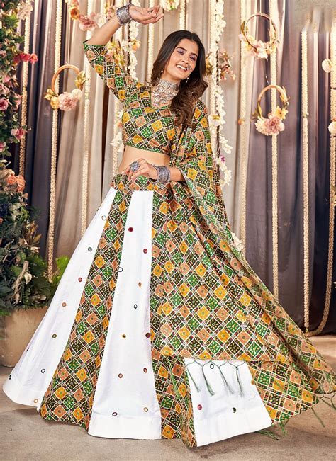 Buy Cotton Print Readymade Lehenga Choli In Multi Colour Online