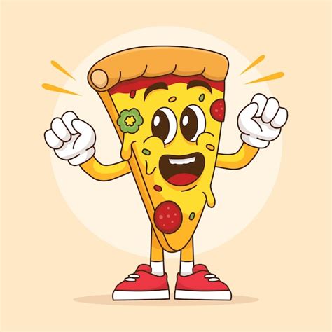 Ilustración de dibujos animados de pizza dibujada a mano Vector Gratis