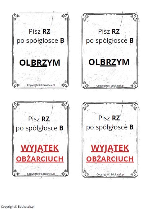 Memory ortograficzne zasady pisowni ż rz wersja czarno biała