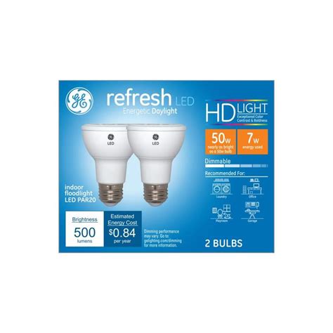 GE Classic 50 Watt EQ LED Par20 Daylight Dimmable Light Bulb 2 Pack