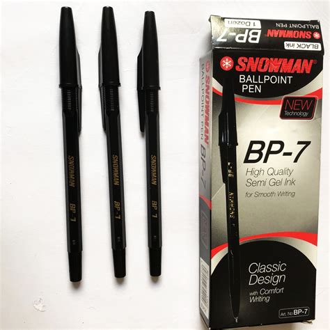 Jual Pulpen Ballpoint Pen Snowman Black BP 7 1 Pack Isi 12 Pcs