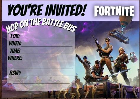 Fortnite Party Invitations Free Printable