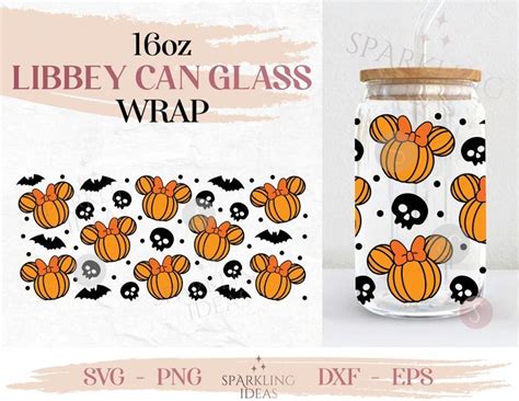 Minnie Pumpkin Libbey Can Glass Wrap Svg Oz