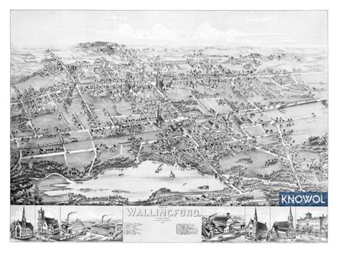 Beautifully restored map of Wallingford, Connecticut in 1881 - KNOWOL