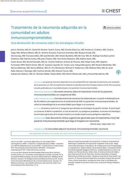 Tratamiento De La Neumon A Adquirida En La Comunidad En Adultos