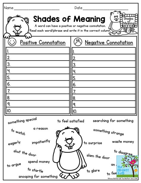 Connotation And Denotation Worksheets Grade 6