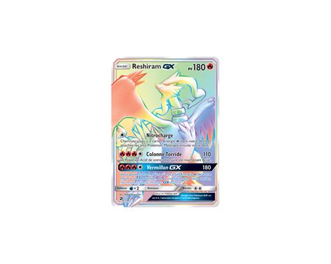 Reshiram GX Pv 180 71 70 Carte Rare Secrete Arc en Ciel Majesté d