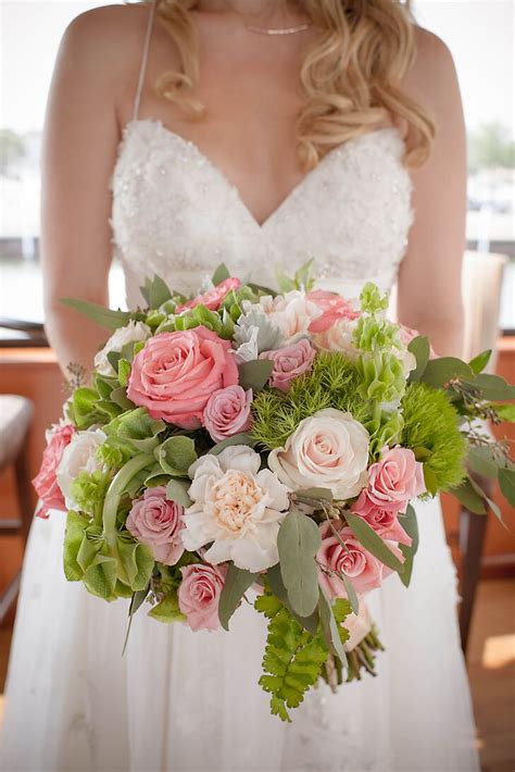 Pink and Green Bridal Bouquet