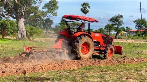 Kubota M Plow Field Sand Tractor Khmer Farmer Youtube