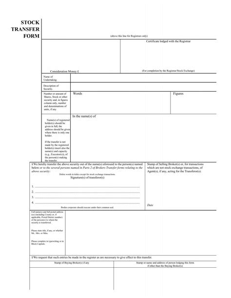 Stock Transfer Form Ireland Fillable Printable Forms Free Online