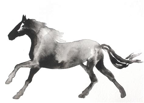 Horse Silhouette Painting Abstract Horse Wall Art Black and - Etsy