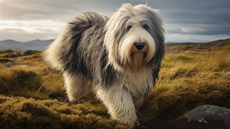 Premium AI Image | Beautifully Groomed Old English Sheepdog in a Serene ...