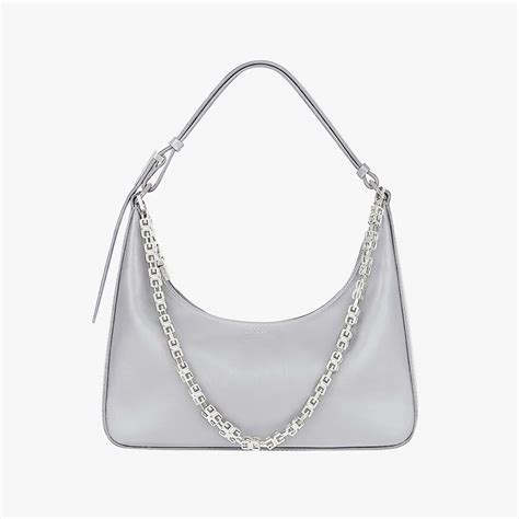 Givenchy Women Small Moon Cut Out Bag In Leather Silver