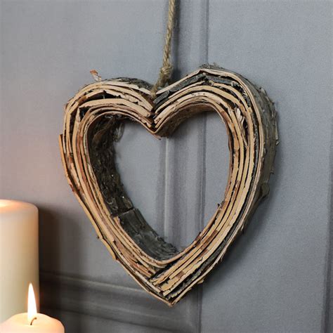 Birch Wood Hanging Heart Decoration - Melody Maison®