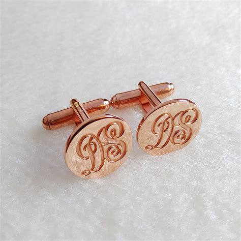 Engraved Two Monogram Cufflinks,groom Wedding Cufflinks,rose Gold Initial Cufflinks,gift for ...