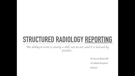 Structured Radiology Reporting Youtube