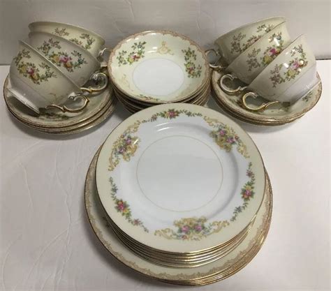 Vintage Meito China Flora Piece Place Setting Hand Painted Japan