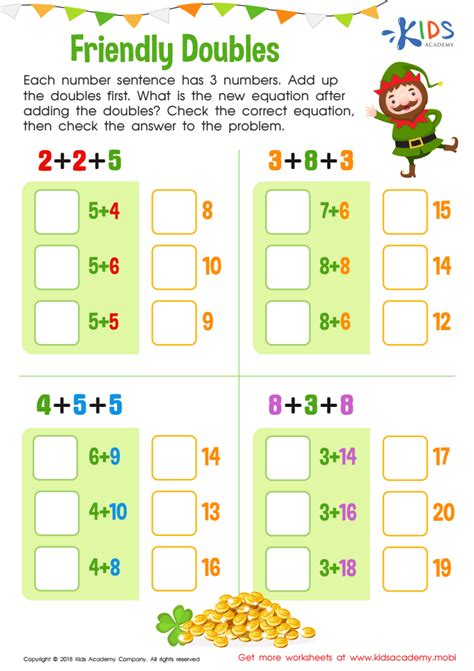 Grade 1 Friendly Doubles Worksheet