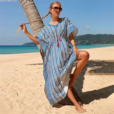 Mayo Kad Nlar Plaj K Yafetler Bask T Rk Kaftan Beachwear Bikini Cover