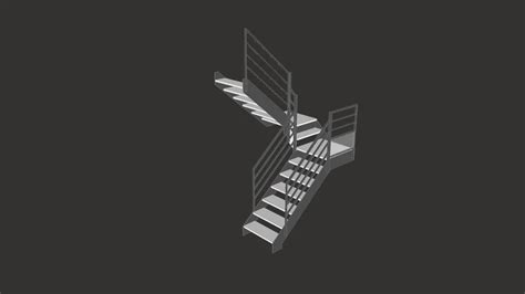 Escalier Double Quarts Tournant Avec Palier 3D Warehouse