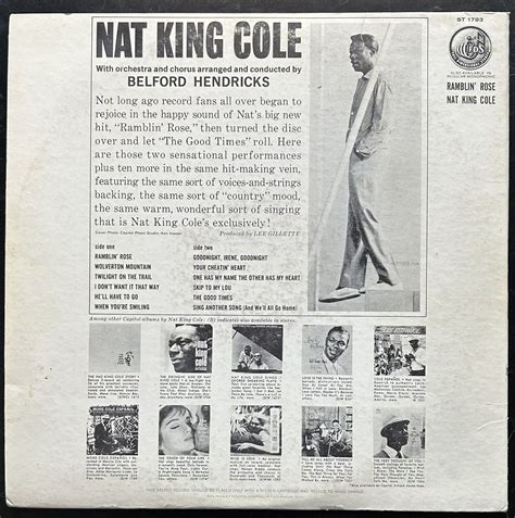 Nat King Cole Ramblin Rose Original Vinyl Lp Record Vg St