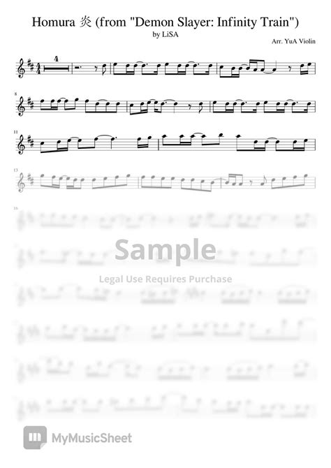 Lisa Homura 炎 From Demon Slayer Movie Infinity Train [full] For Violin Flute Sheets By