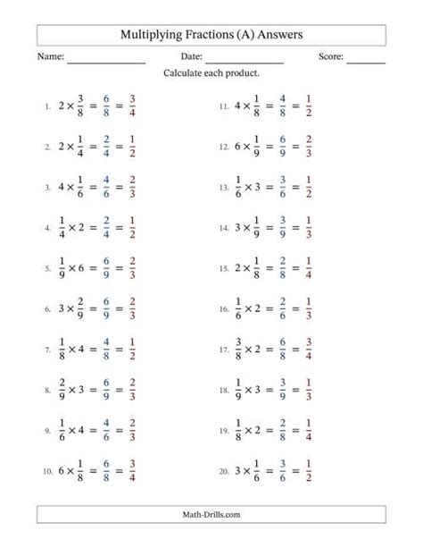 Multiplying Fractions By Whole Numbers A