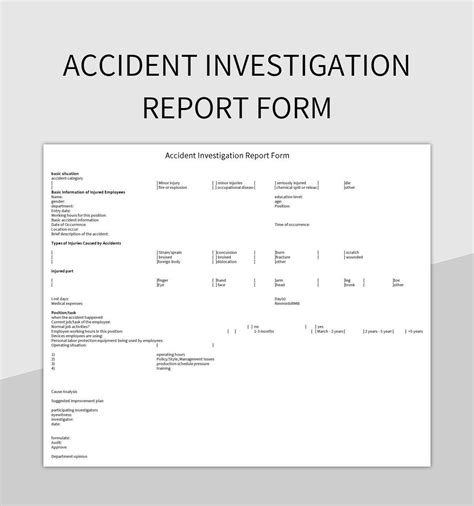 Free Accident Investigation Report Form Templates For Google Sheets And