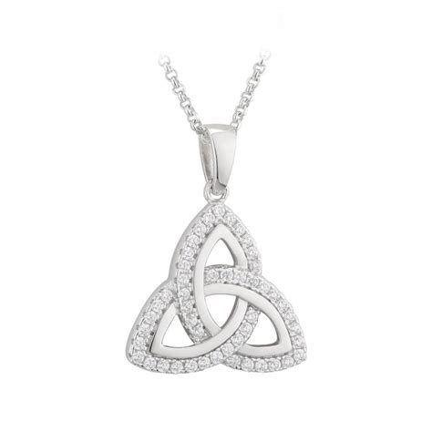 Sterling Silver Cubic Zirconia Trinity Knot Pendant Irish Celtic