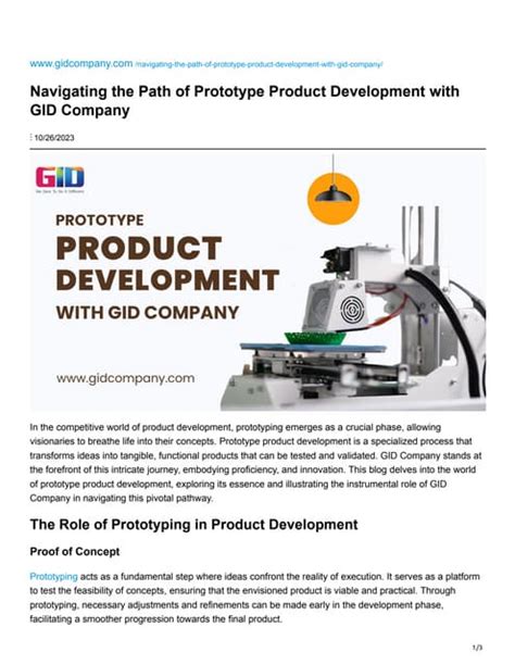 Navigating The Path Of Prototype Product Development With Gid Company Pdf