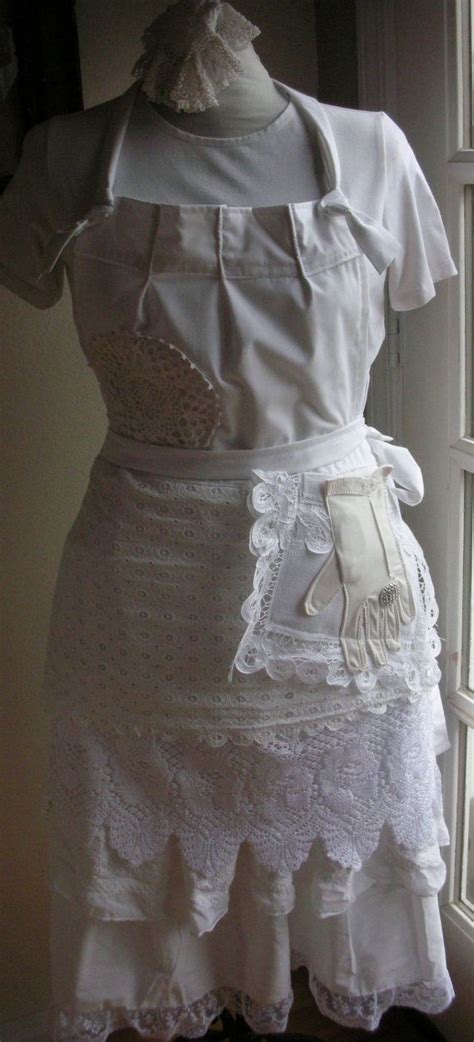 Apron Full Lace White Apron Bridal Aprons Here By Anniesattic 5895