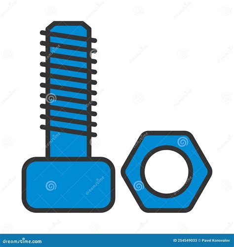 Icon Of Bolt And Nut Stock Vector Illustration Of Outline 254549033