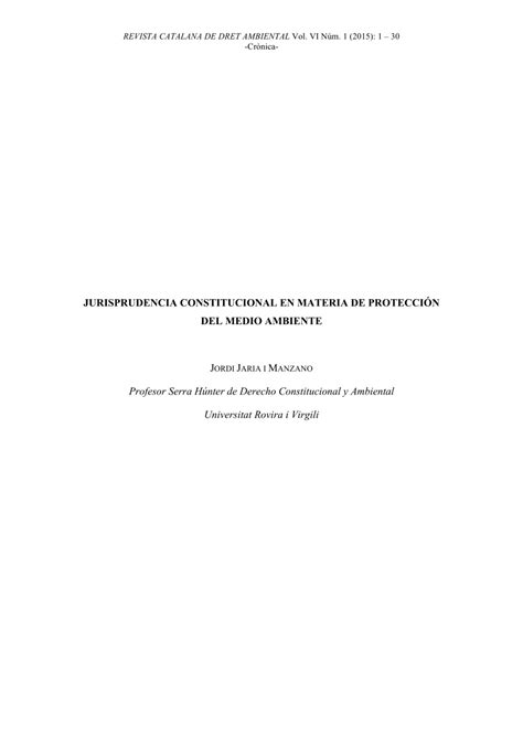 Pdf Jurisprudencia Constitucional En Materia De Medio Ambiente