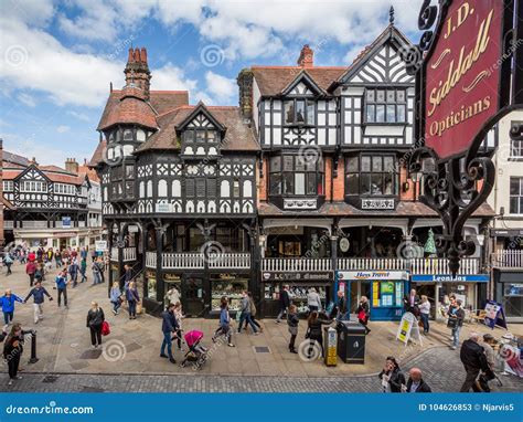 Timber Framed Houses On High Street Chester Uk Editorial Stock Photo