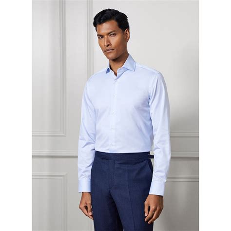 Hackett Sr Twill Fine Long Sleeve Shirt Blue Dressinn