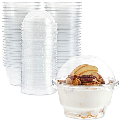 50 Pack 5 Oz Plastic Dessert Cups With Lids Bulk Ice Cream Containers