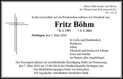 Traueranzeigen Von Fritz B Hm Augsburger Allgemeine Zeitung