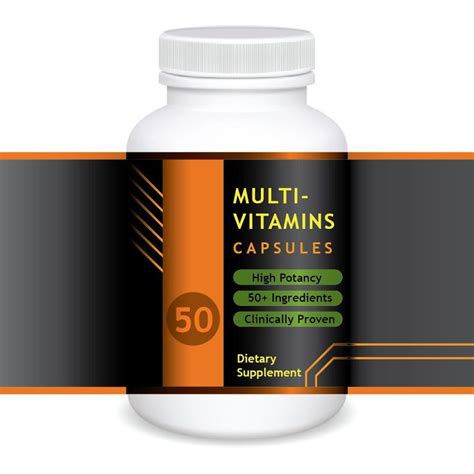 a bottle of vitamin capsules on a white background with an orange stripe around it