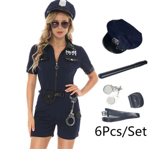 Police Officer Cop Costume Accessory Kit Hat Handcuffs Baton Adult