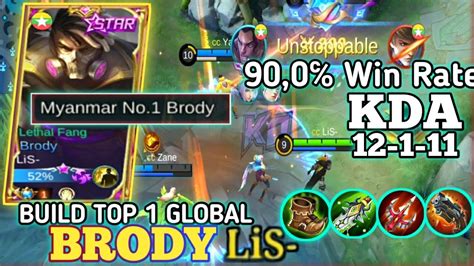 90 0℅ Win Rate[brody Best Build 2021 Gold Lane][top 1 Global Brody