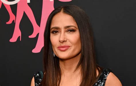 Salma Hayek Rocks Pink Bikini With Sheer Cover Up In Tropical Photo