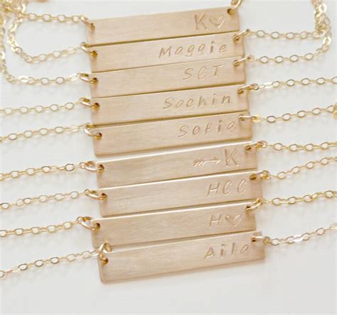 Personalized Bar Necklace Silver Gold Rose Gold Nameplate Etsy