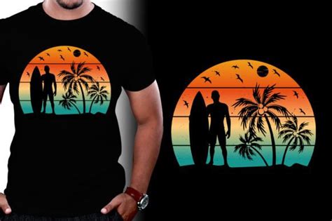 Surfing Silhouette Sunset Tshirt Graphic Graphic By T Shirt Design