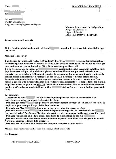 Modèle Lettre Au Procureur De La République Signalement Personne