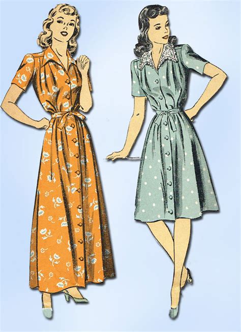 1940s Vintage Du Barry Sewing Pattern 5867 Easy Wwii Misses Housecoat Vintage4me2