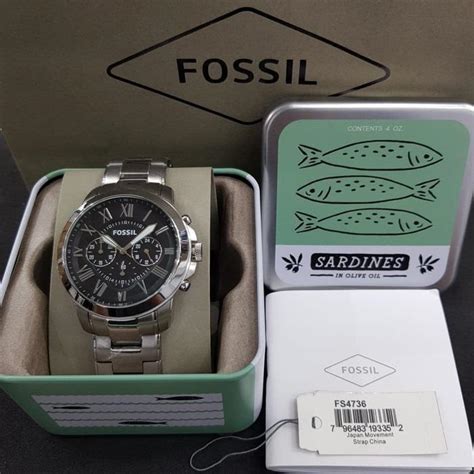 Sale Fossil Grant Black Dial Stainless Steel Watch Fs4736 Mens