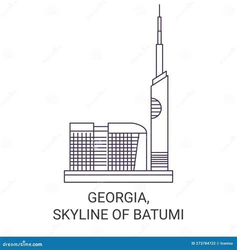 Batumi Skyline Georgia City Notable Buildings Line Vector Illustration