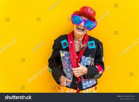 Mature Old Beautiful Woman Having Fun Images Stock Photos