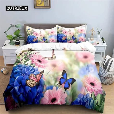 Butterfly Duvet Cover Set Polyester 3d Purple Butterfly Bedding Set Dreamy Night Butterfly Quilt